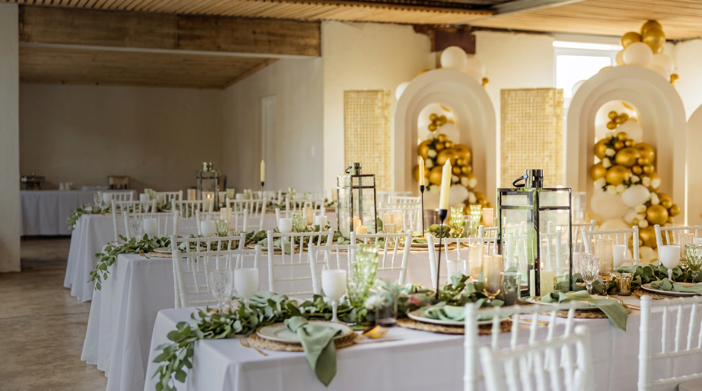Elegant celebration tables set at Café Mambo